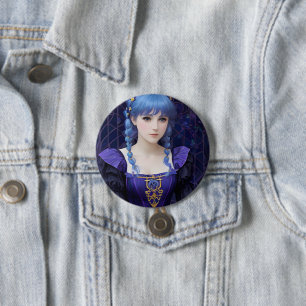 Violet de Schattigee Dark Academia Meisje Fantasy  Ronde Button 7,6 Cm