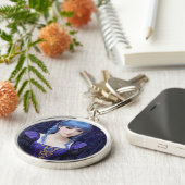 Violet de Schattigee Dark Academia Meisje Fantasy  Sleutelhanger (Zijkant)