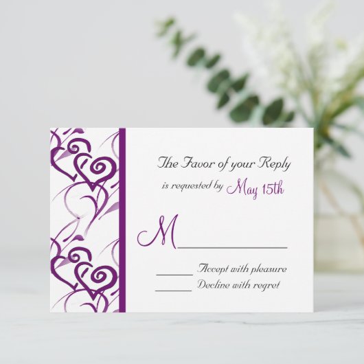 Violet Double Coeur Vins Vins Vigne Mariage RSVP (Debout devant)