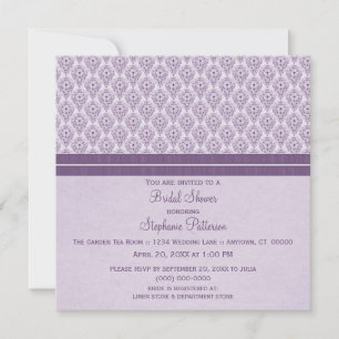 Violet Dramatic Damask Vrijgezellenfeest uitnodige Kaart
