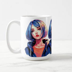 Violet Dream: Anime meisje in stijlvolle kleding Koffiemok