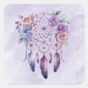 Violet Dreamcatcher en Flowers Girl Baby shower Vierkante Sticker