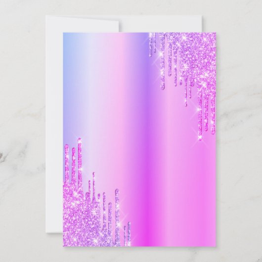 Violet Drips Dress 18th Birthday Invitation Kaart (Achterkant)