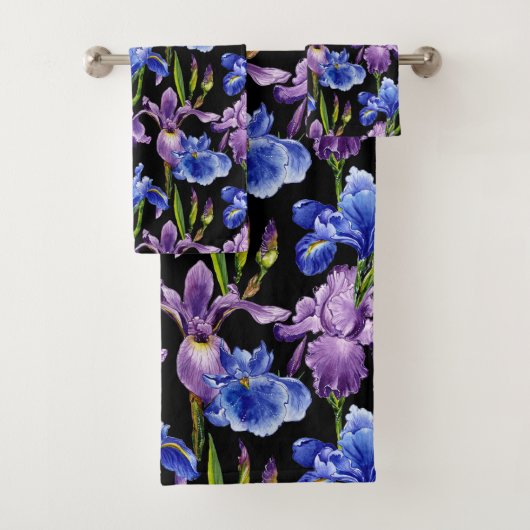 Violet en Blue Iris Bad Handdoek (Insitu)