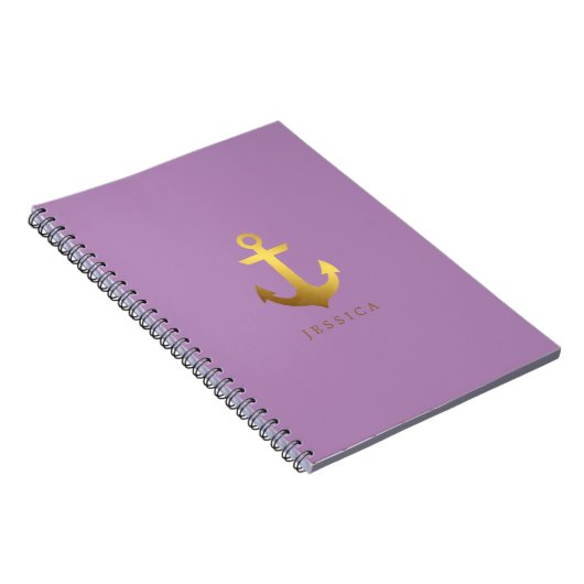 Violet en Faux Gold Foil Anchor Notitieboek (Rechterzijde)