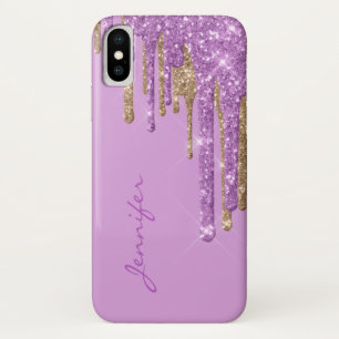 Violet en Gold Glitter steekt iPhone X Hoesje af