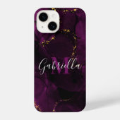 Violet en gouden marmer iPhone hoesje (Achterkant)