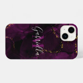 Violet en gouden marmer iPhone hoesje (Achterkant horizontaal)