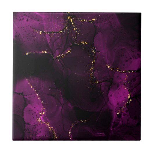 Violet en gouden marmer tegeltje (Voorkant)