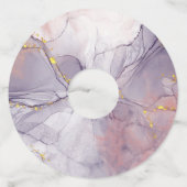 Violet en goudmarmer wijnglaslabel (Achterkant)