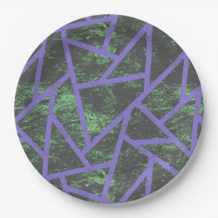 Violet en groen mozaïekpatroon papieren bordje