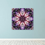 Violet en Magenta Kosmische Bloem Kaleidoscoop Canvas Afdruk (Insitu (Houten vloer))