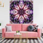 Violet en Magenta Kosmische Bloem Kaleidoscoop Canvas Afdruk (Insitu (Woonkamer))