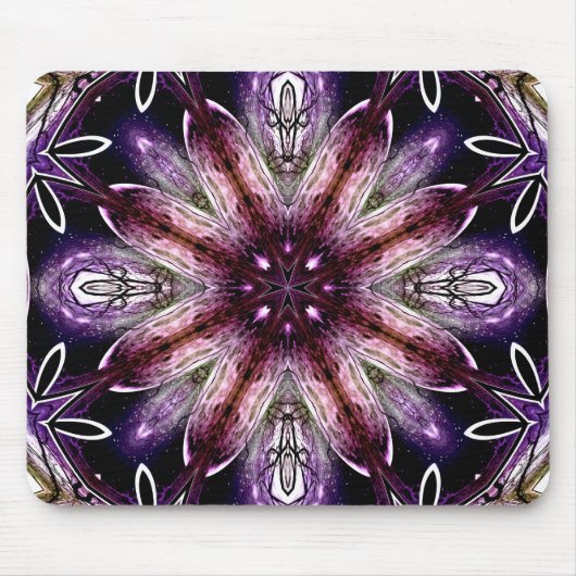 Violet en Magenta Kosmische Bloem Kaleidoscoop Muismat (Voorkant)