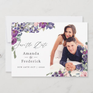 Violet en Plum Floral Wedding Save The Date