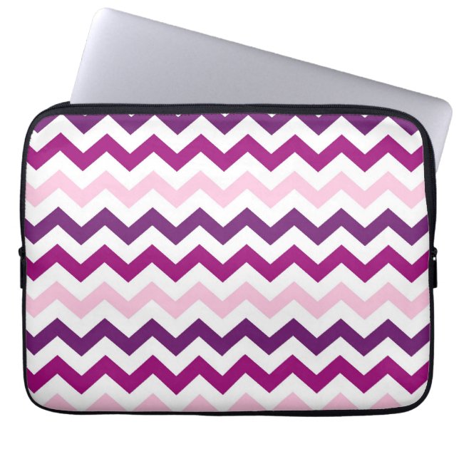 Violet en Roze Zig Zag Chevrons Pattern Laptop Sleeve (Voorkant)