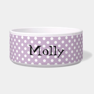 Violet en White poka Dots Custom Pet Bowl Voerbakje