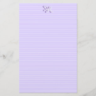 Violet en wit gestreept briefpapier Monogram
