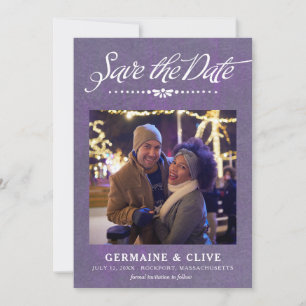 Violet et blanc Enregistrer la carte de date avec