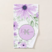 Violet et et aquarelle verte personnalisés Floral (Serviette à main)