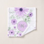 Violet et et aquarelle verte personnalisés Floral (Gant de toilette)
