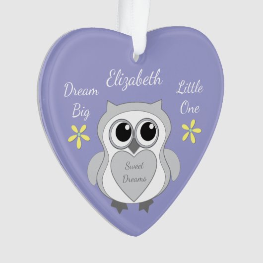 Violet et jaune avec hibou et nom de bébé (devant)