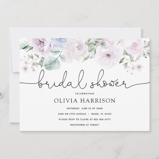 Violet et verdure Invitation nuptiale douche (Devant)