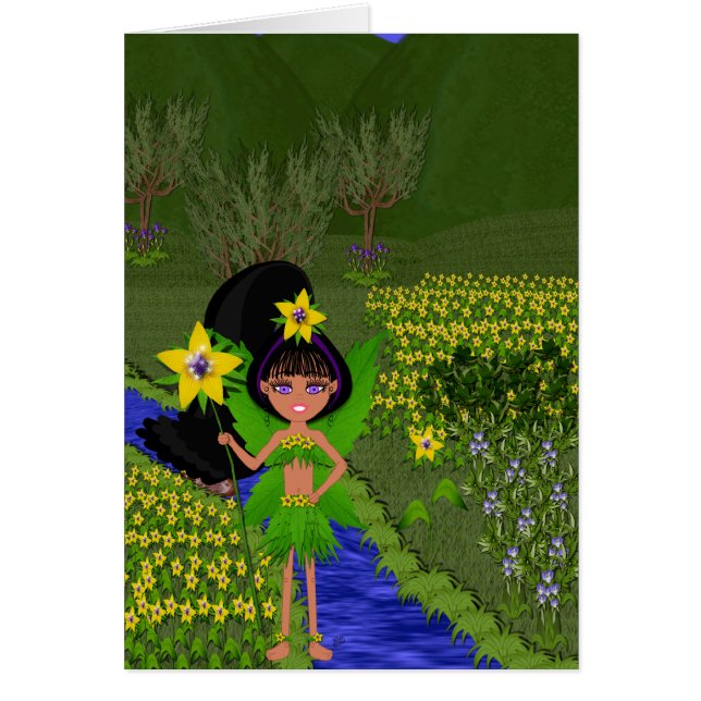 Violet Faery dans le champ de fleurs carte (Devant)