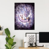 Violet Fairy on the Moon Poster par Molly Harrison (Bureau à domicile)