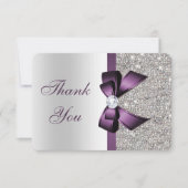 Violet Faux Bow Argent Paillettes Diamant Merci (Devant)