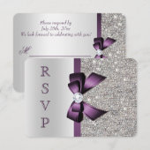 Violet Faux Bow Argent Paillettes Diamant RSVP (Devant / Derrière)