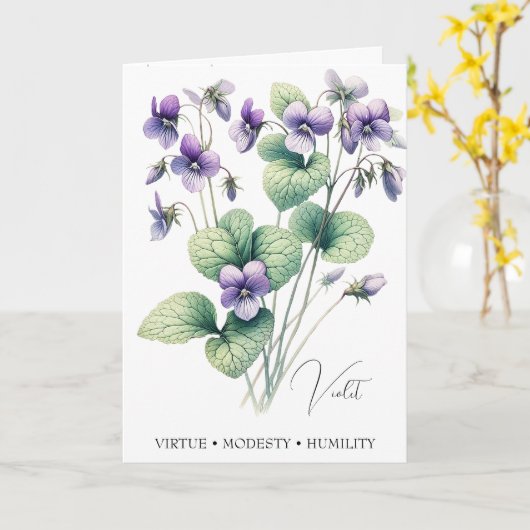 Violet Februari Geboortebloem Verjaardag Kaart (Gele Bloem)