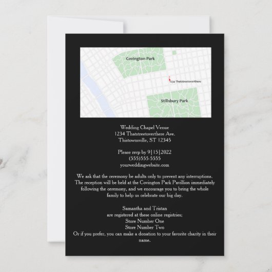 Violet flamme Rose Faire-part de mariage gothique (Dos)