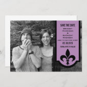 Violet Fleur De Lis Banner Save the Date Invite (Voorkant / Achterkant)