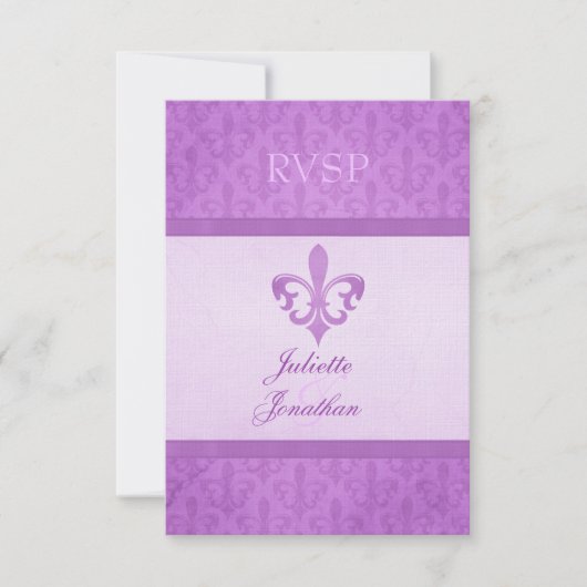 Violet Fleur De Lis mariage formel RSVP (Devant)