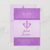 Violet Fleur De Lis mariage formel RSVP (Devant / Derrière)