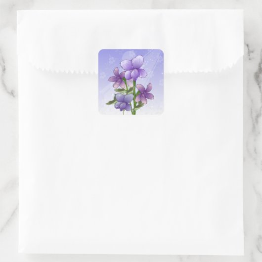 Violet fleurs merci autocollants (Sac)
