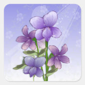 Violet fleurs merci autocollants (Devant)