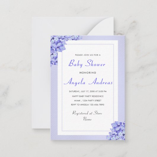 Violet Fleurs Violets Bébé Fille Douche Invitation (Devant)