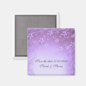 Violet Floral Art Save datum Magnet Magneet (Voorkant / Achterkant)