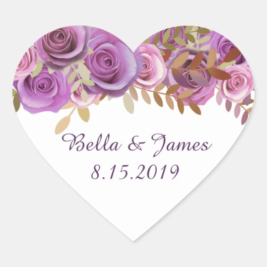 Violet Floral Boho hart Sticker (Voorkant)