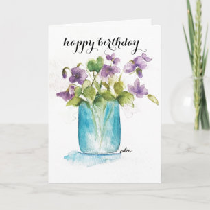 Violet Floral Carte d'anniversaire