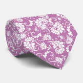 Violet Floral Pattern Custom Necktie Stropdas (Opgerold)