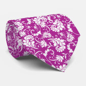 Violet Floral Pattern Custom Necktie Stropdas (Opgerold)