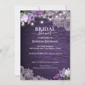 Violet Floral Rustique nuptiale Invitation à la do (Devant)