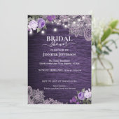 Violet Floral Rustique nuptiale Invitation à la do (Debout devant)