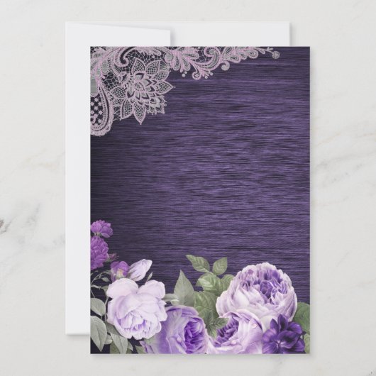 Violet Floral Rustique nuptiale Invitation à la do (Dos)