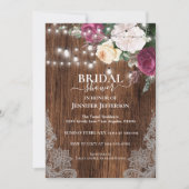 Violet Floral Rustique nuptiale Invitation à la do (Devant)