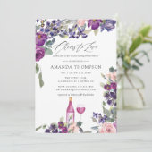 Violet-Floral-Vrijgezellenfeest Kaart (Staand voorkant)