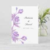 Violet Floral Waterverf Wedding Kaart (Staand voorkant)